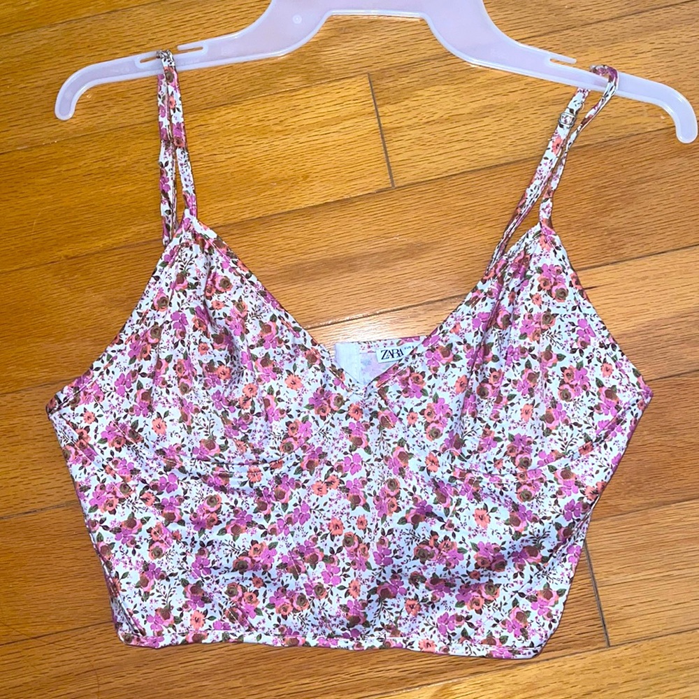 Zara floral corset tank top